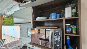 Mini-fridge, microwave