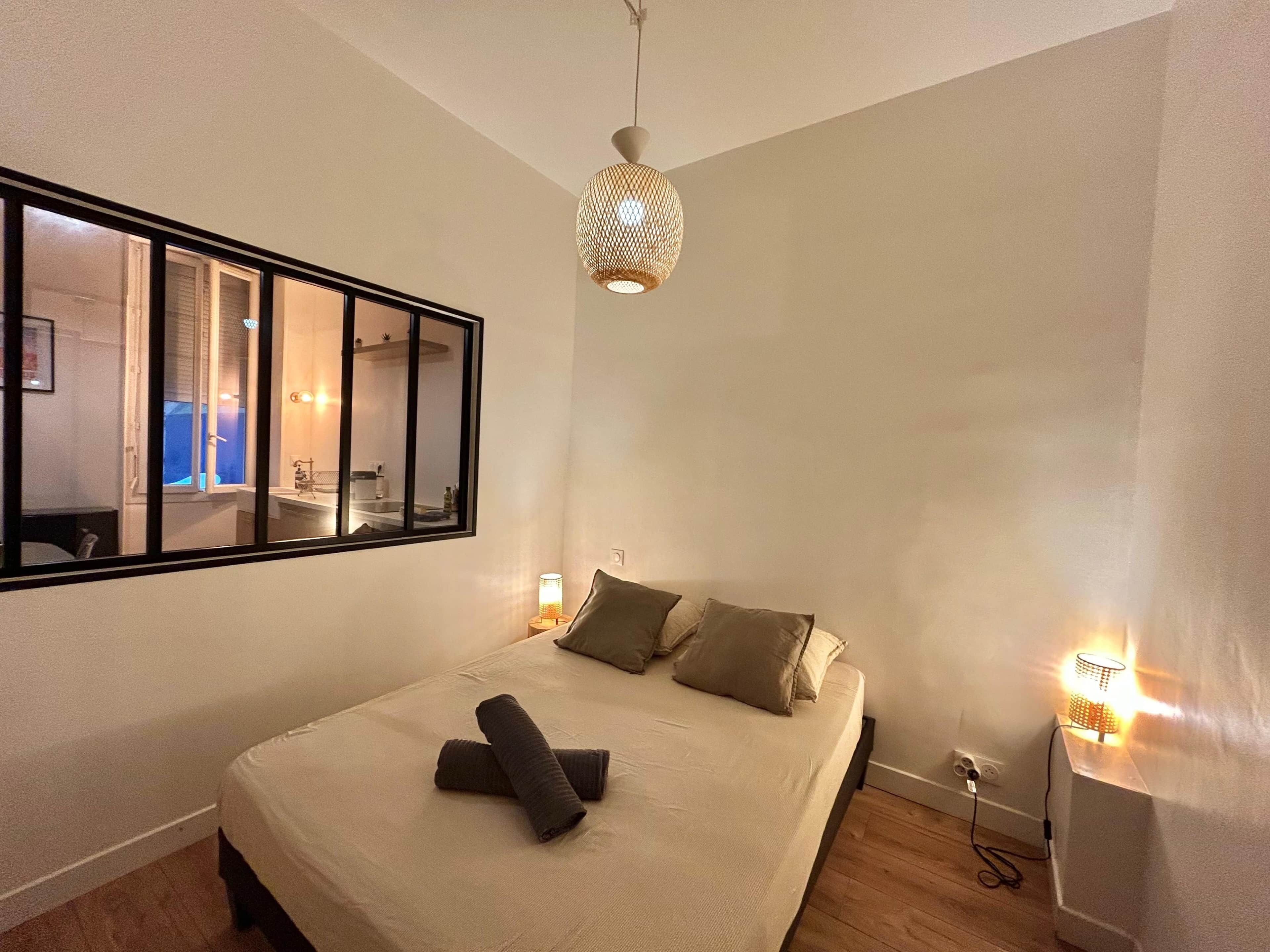 1 bedroom, desk, iron/ironing board, travel crib