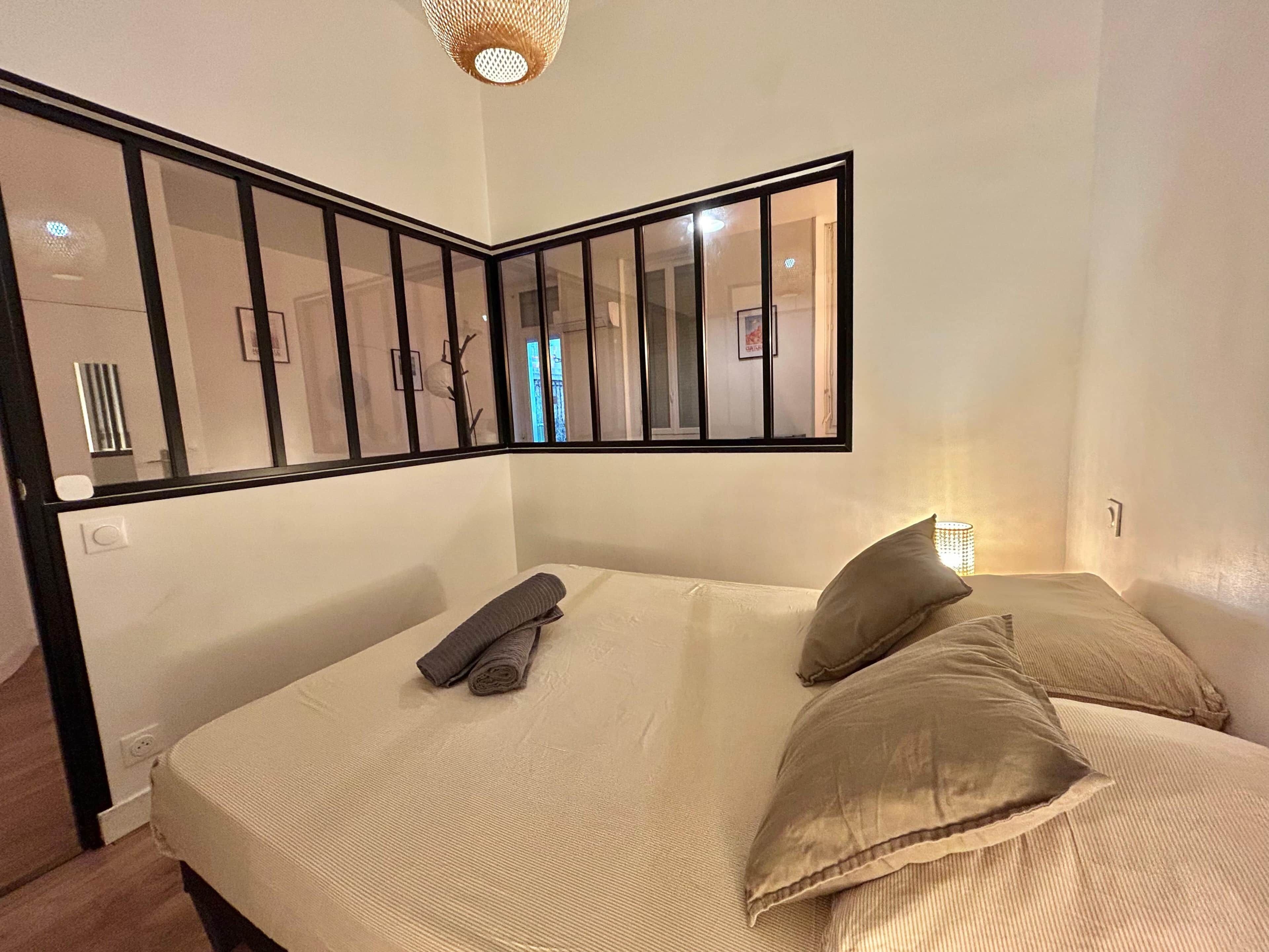 1 bedroom, desk, iron/ironing board, travel crib