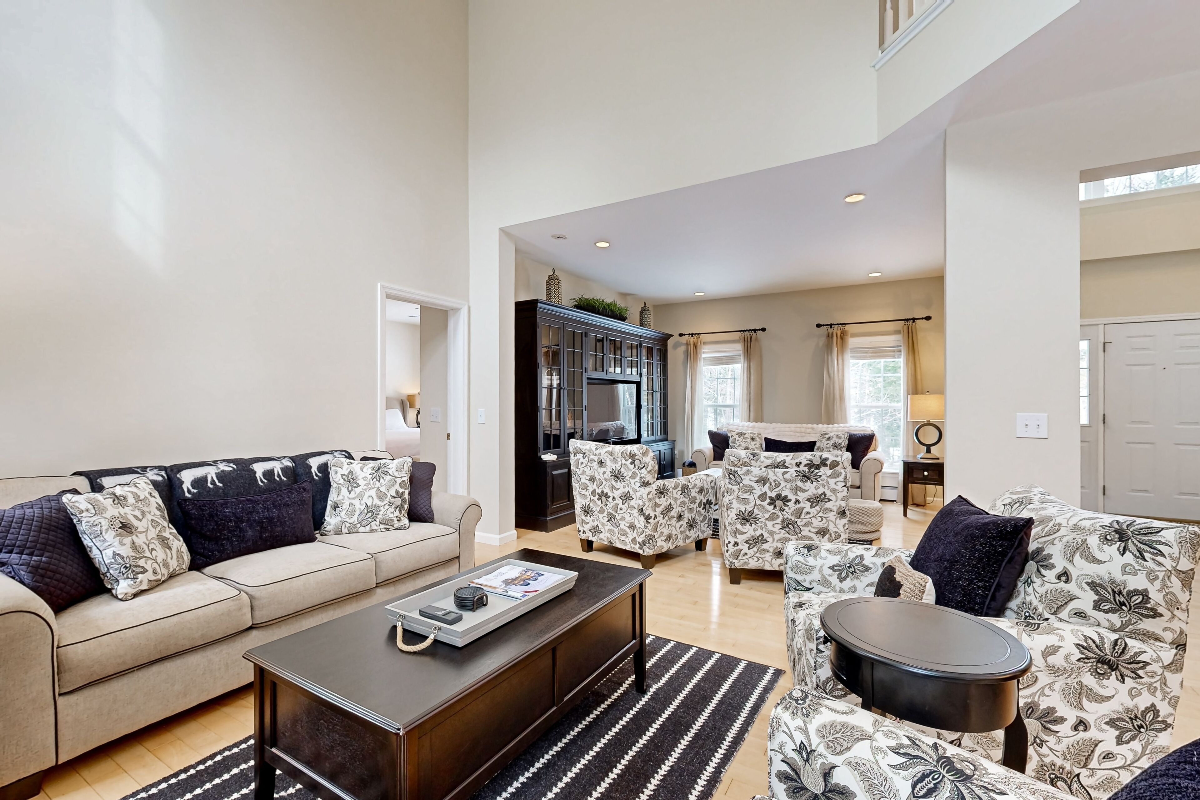 Televisión, chimenea y reproductor de DVD 