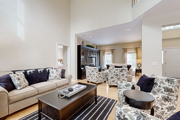 Télévision, cheminée, lecteur de DVD