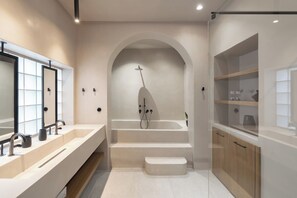 Shower, hair dryer, soap, shampoo - 1BR Boutique Apt Acropolis Rooftop view (Athens)