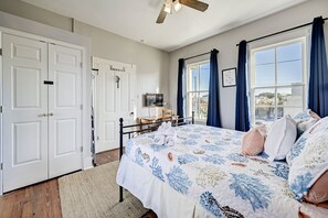 1 bedroom, desk, iron/ironing board, travel cot