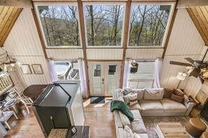 Smart TV, chimenea y libros