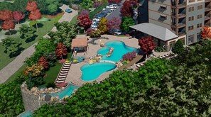 Indoor pool, 3 outdoor pools, pool umbrellas, pool loungers