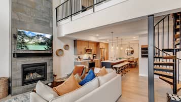 Smart TV, fireplace, video games, books