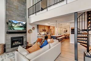 Smart TV, fireplace, video games, books