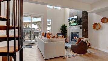 Smart TV, fireplace, video games, books