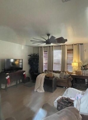 TV, fireplace