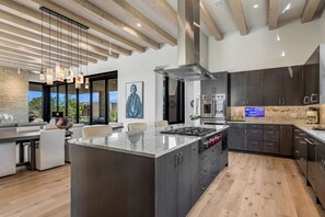 Microwave, coffee/tea maker, toaster, cookware/dishes/utensils