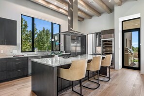 Microwave, coffee/tea maker, toaster, cookware/dishes/utensils