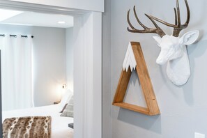 1 bedroom, desk, iron/ironing board, travel cot