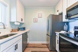 Fridge, microwave, oven, dishwasher