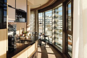 Apartment, 1 Bedroom | Private kitchenette | Full-size fridge, microwave, oven, stovetop - A by Adina Vienna Danube (Vienna)