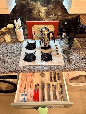 Fridge, microwave, stovetop, dishwasher - Spacious 3-bedroom apartment with AC, WiFi in fabulous Istanbul (Istanbul)