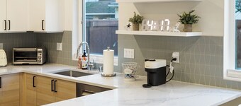 Steps to Alki Beach with Water Views Rooftop deck