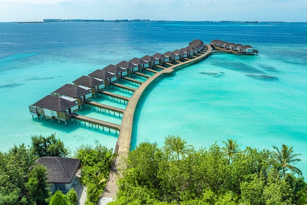 ヴィラ キングベッド 1 台 水上 (Pool) | 高級寝具、ピロートップベッド、ミニバーのアイテム (無料)、セーフティボックス (室内)