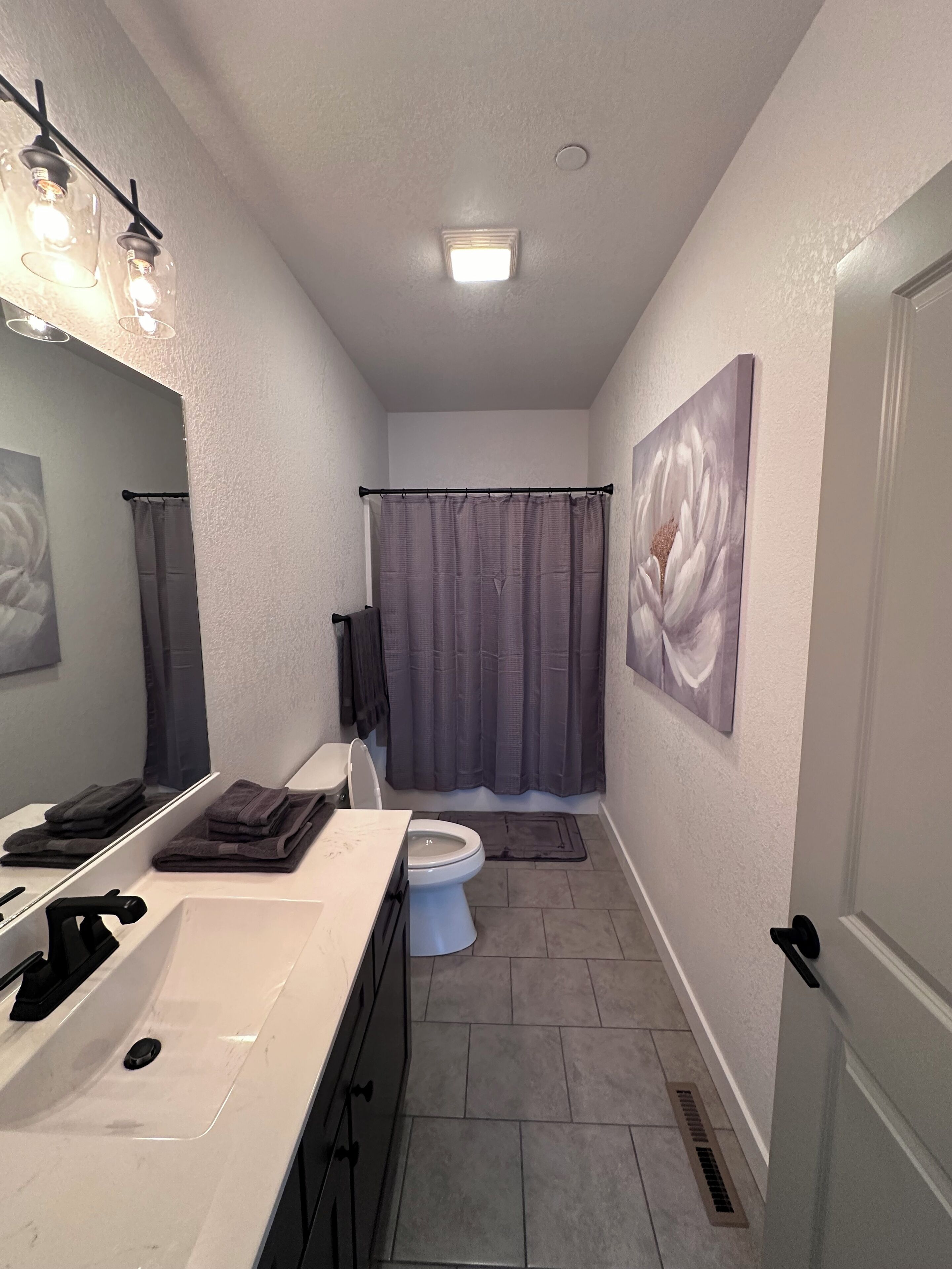 Shower, towels, soap, shampoo