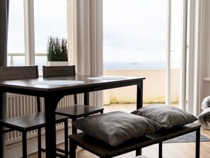 Enjoy casual dining in this well-lit space with a view of the outdoors.