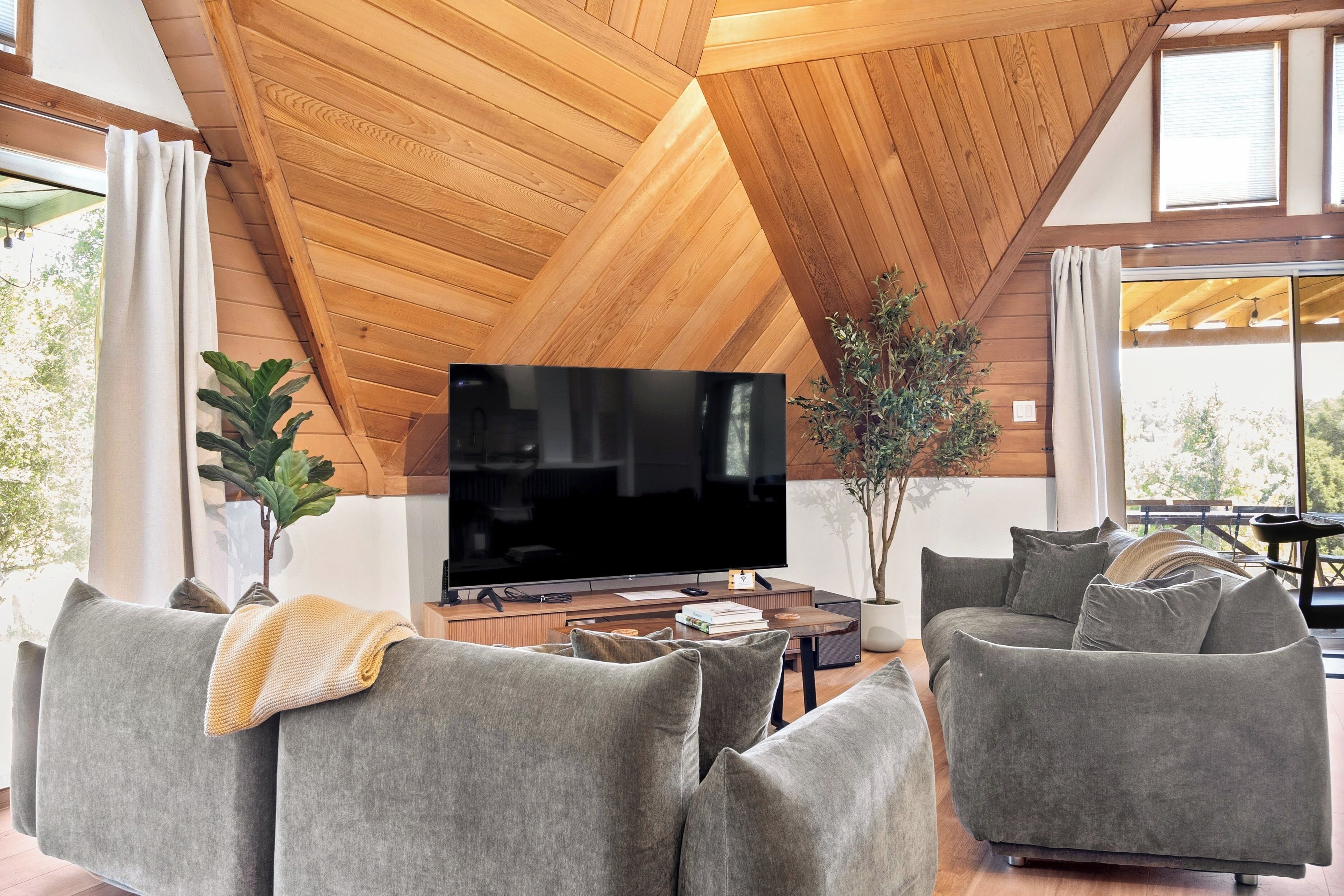 Smart TV, fireplace, computer monitors