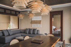 Villa « Premier », 2 chambres, piscine privée, vue océan (Adults Only) | Literie de qualité supérieure, minibar, draps fournis