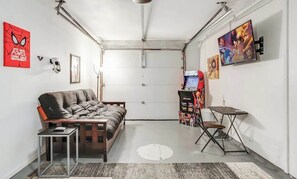 TV, fireplace, video games, offices