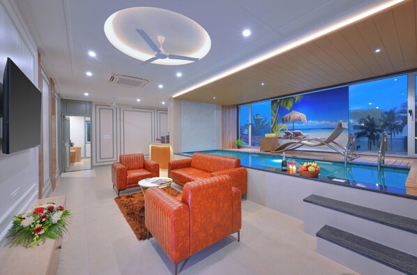 Villa, 3 Bedrooms, Private Pool | Living area | Flat-screen TV