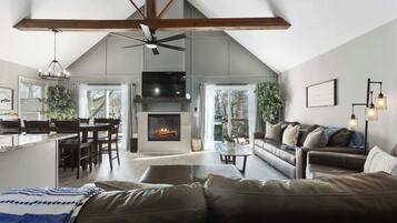 TV, fireplace, video games