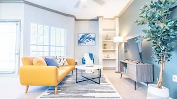 TV, fireplace, offices