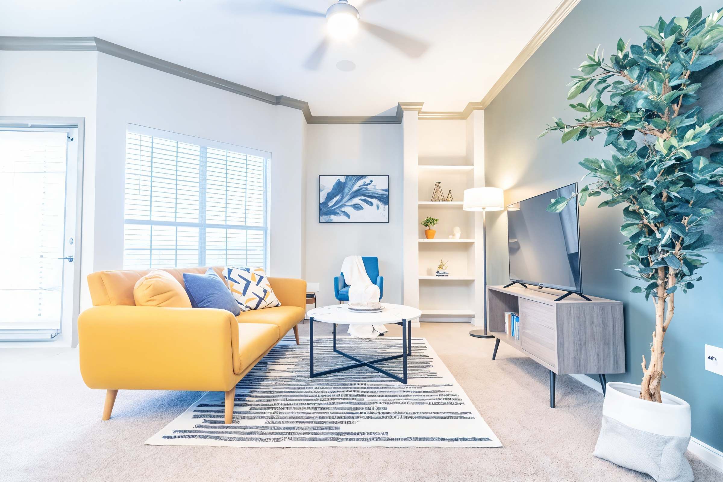 TV, fireplace, offices