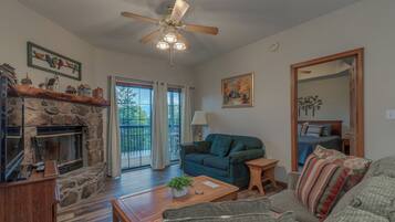 Smart TV, fireplace, DVD player, video library