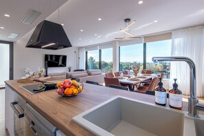 Apartment, 3 Bedrooms, Balcony, Mountain View | Living room - Riviera Escape Suites (Vari-Voula-Vouliagmeni)