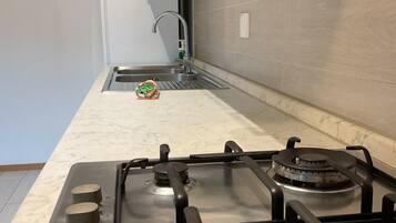 Apartamento conforto, vista para a cidade | Cozinha privada | Geladeira grande, lava-louças