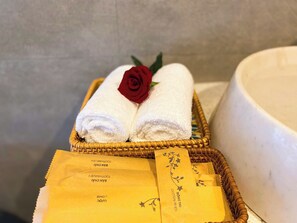 Haartrockner, Handtücher, Seife