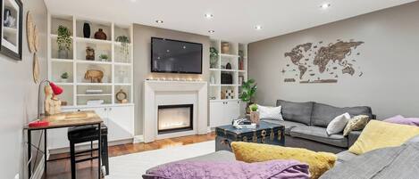 Smart-tv en een open haard