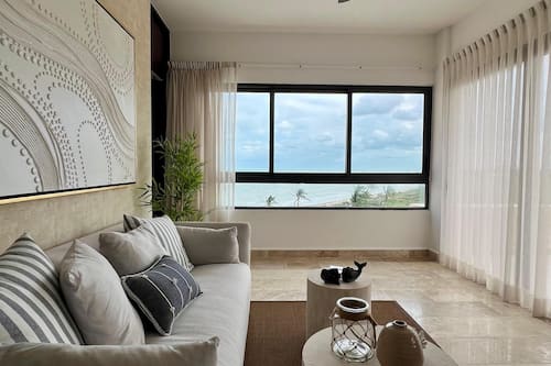 Luxury Apartment, Private Pool, Sea View | Living area | 60-inch flat-screen TV with digital channels, TV