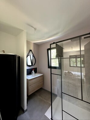 Ducha, secador de pelo, jabón, papel higiénico