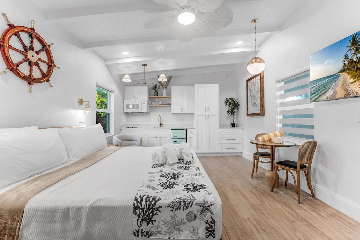 Blackout curtains, iron/ironing board, free WiFi, bed sheets