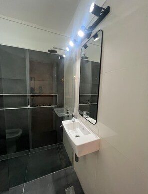 Ducha, secador de pelo, bidet, toallas