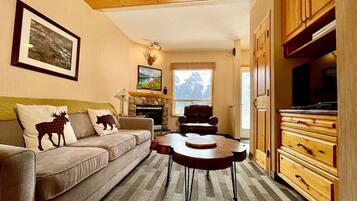 Smart TV, fireplace, video games, books