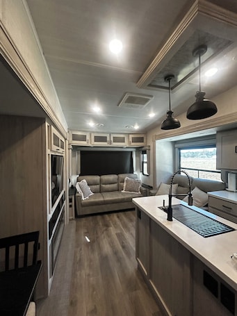 Interior. Cozy Camper on a mini farm with marsh front views!