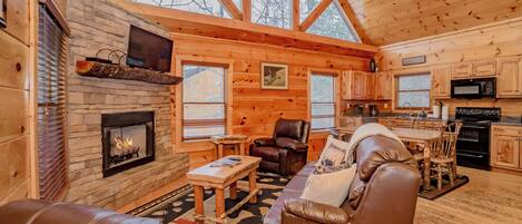 Smart TV, fireplace, video games, table football