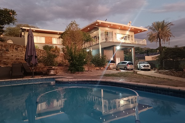 View of the pool from the balcony