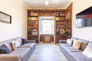 TV, books, music library, video library