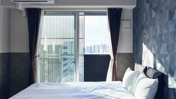 1 bedroom, blackout curtains, iron/ironing board, free WiFi