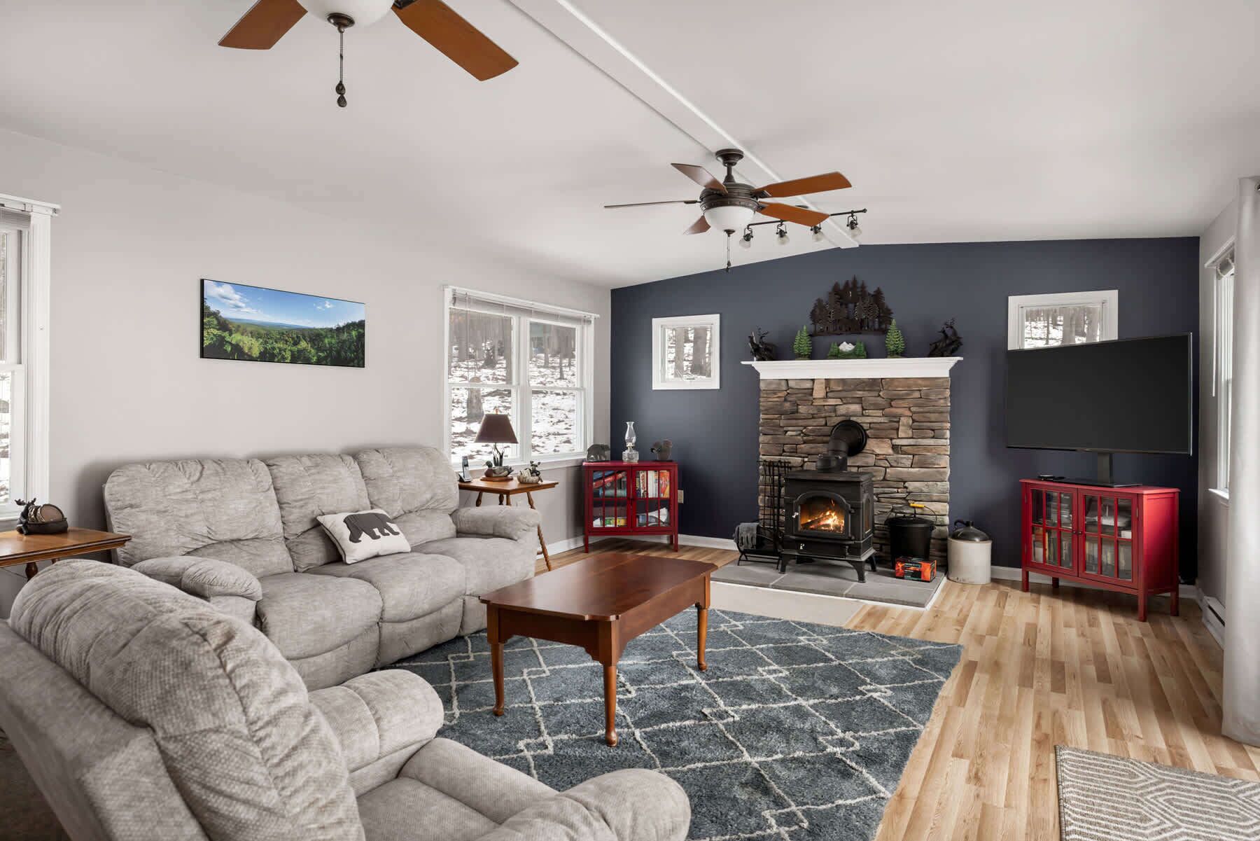 Télévision, cheminée