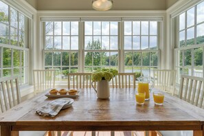 Dining - Private Pond, Movie Room, Gym & Fire Pit | Luxe Secluded Berkshires Estate (Austerlitz)