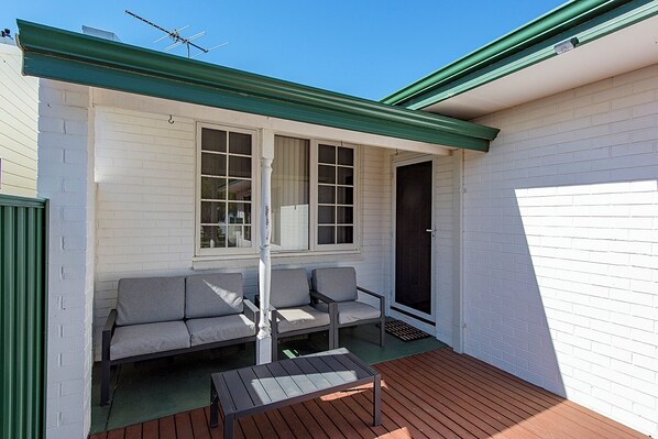 Ferienhaus, Mehrere Betten, Nichtraucher, eigenes Bad | Terrasse/Patio