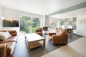 TV, fireplace