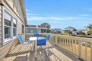 Outdoor dining - Almost Abaco Creekfront home on canal of South Litchfield (Pawleys Island)